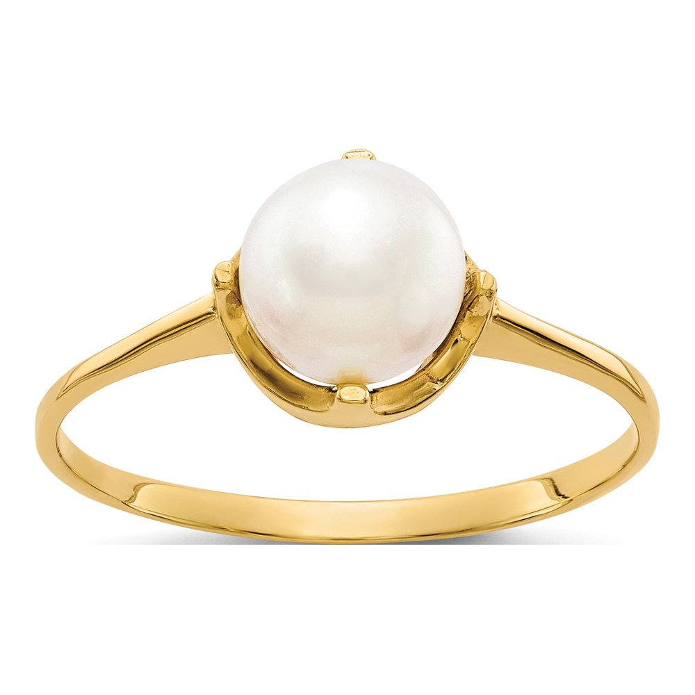 10K Yellow Gold Freshwater Cultured Pearl Round Ring