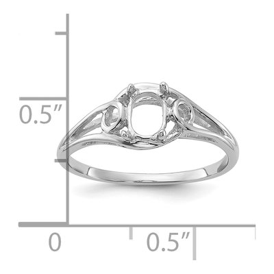 10K White Gold Oval Ring Mounting – view 3