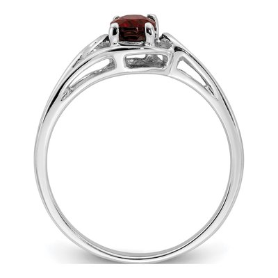 10K White Gold Garnet Oval Ring – view 3
