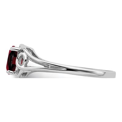 10K White Gold Garnet Oval Ring – view 4