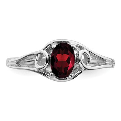 10K White Gold Garnet Oval Ring – view 5