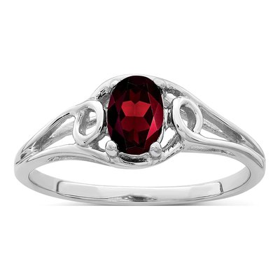10K White Gold Garnet Oval Ring