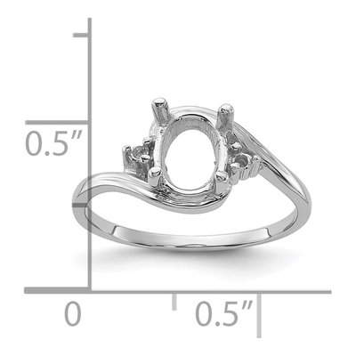 10K White Gold Oval Ring Mounting – view 3