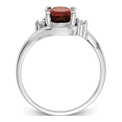 10K White Gold Garnet & Diamond Oval Ring – view 3