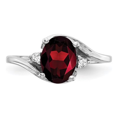 10K White Gold Garnet & Diamond Oval Ring – view 5