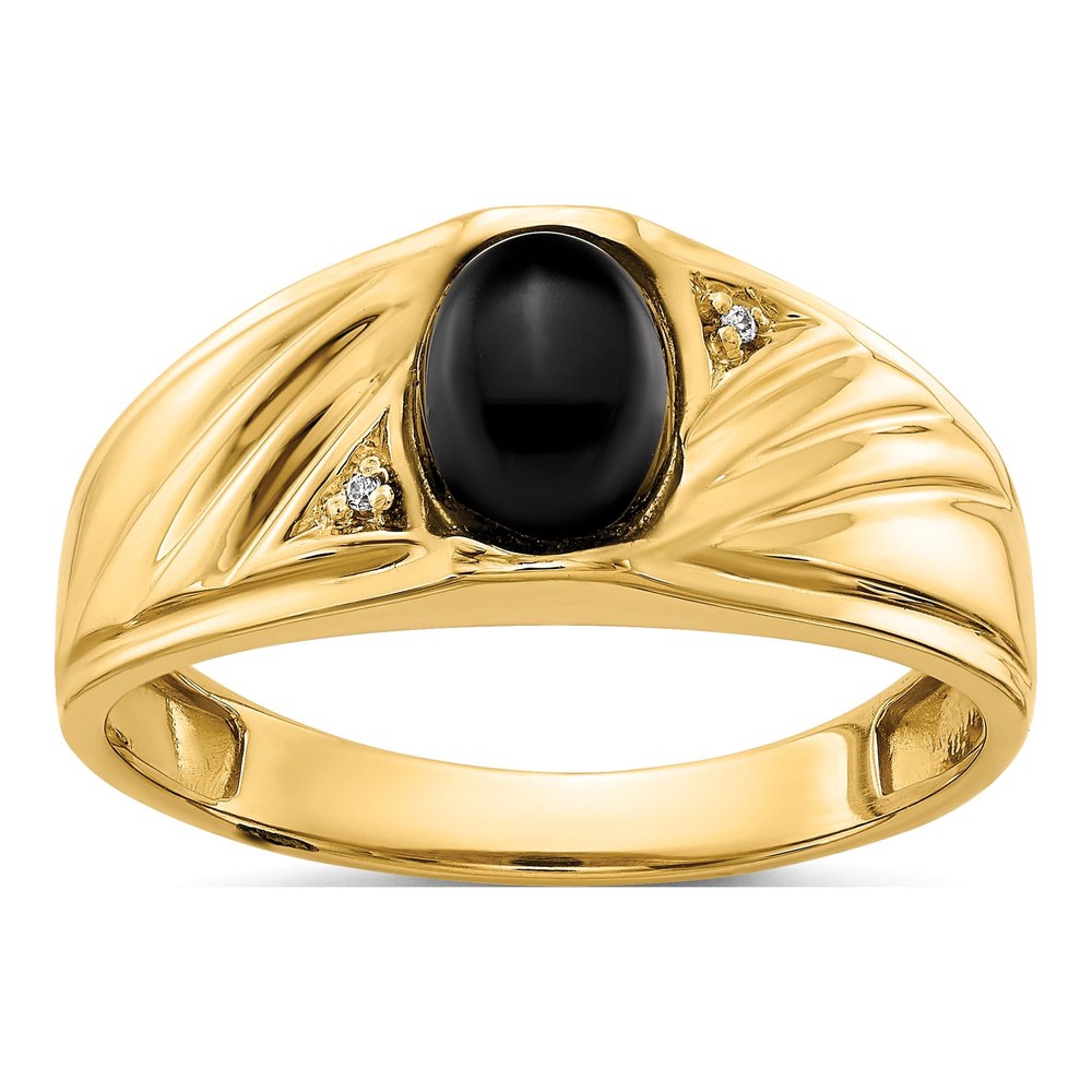 Men's 10K Yellow Gold Diamond & Onyx Ring