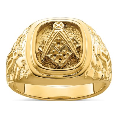 Men's 10K Yellow Gold Masonic Ring Mounting