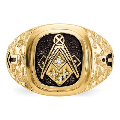 Men's 10K Yellow Gold Diamond Masonic Ring – view 4