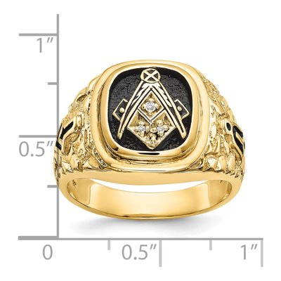 Men's 10K Yellow Gold Diamond Masonic Ring – view 8