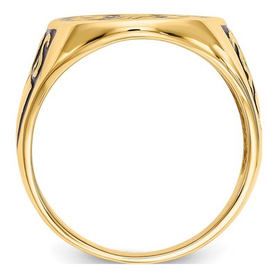 Men's 10K Yellow Gold Black Enamel Masonic Sz Ring – view 2