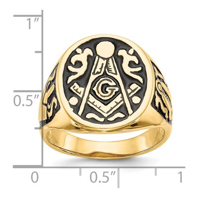Men's 10K Yellow Gold Black Enamel Masonic Sz Ring – view 8