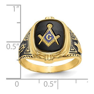 Men's 10K Yellow Gold Onyx Masonic Ring – view 2