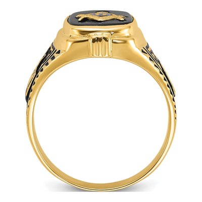 Men's 10K Yellow Gold Onyx Masonic Ring – view 3