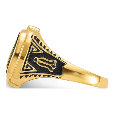Men's 10K Yellow Gold Onyx Masonic Ring – view 4