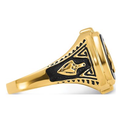 Men's 10K Yellow Gold Onyx Masonic Ring – view 8