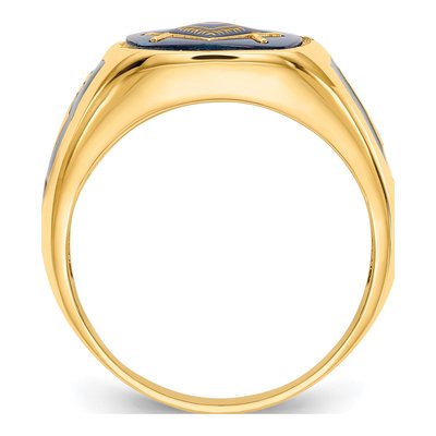 Men's 10K Yellow Gold Masonic Simulated Blue Spinel Ring – view 2