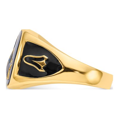 Men's 10K Yellow Gold Masonic Simulated Blue Spinel Ring – view 3