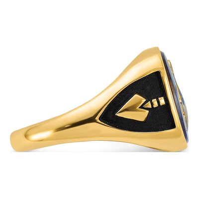 Men's 10K Yellow Gold Masonic Simulated Blue Spinel Ring – view 7