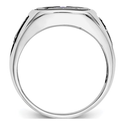 Men's 10K White Gold Onyx Masonic Ring – view 3