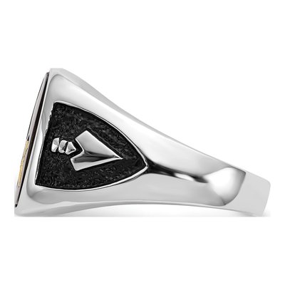 Men's 10K White Gold Onyx Masonic Ring – view 4