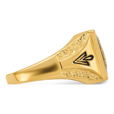 Men's 10K Yellow Gold Simulated Blue Spinel Masonic Ring – view 8