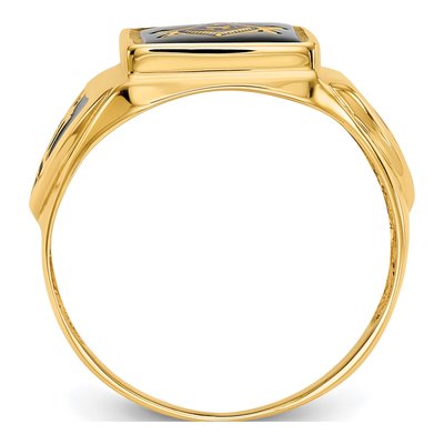 Men's 10K Yellow Gold Onyx Masonic Ring – view 2