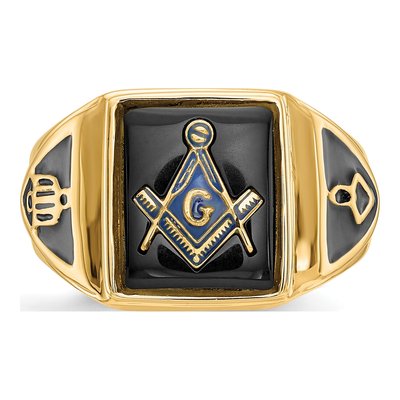 Men's 10K Yellow Gold Onyx Masonic Ring – view 4