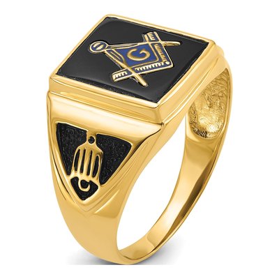 Men's 10K Yellow Gold Onyx Masonic Ring – view 6
