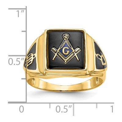 Men's 10K Yellow Gold Onyx Masonic Ring – view 8