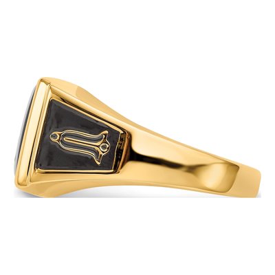 Men's 10K Yellow Gold Onyx Masonic Ring – view 4
