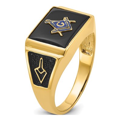 Men's 10K Yellow Gold Onyx Masonic Ring – view 7