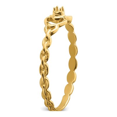 10K Yellow Gold Diamond Heart Ring Mounting – view 5