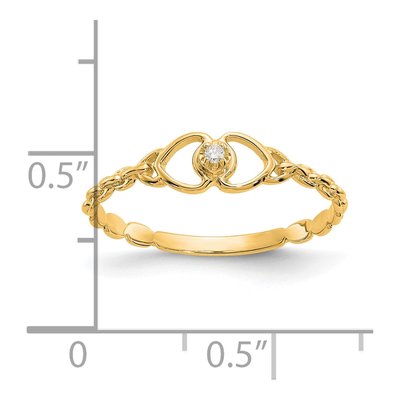 10K Yellow Gold Diamond Double Heart Ring – view 2