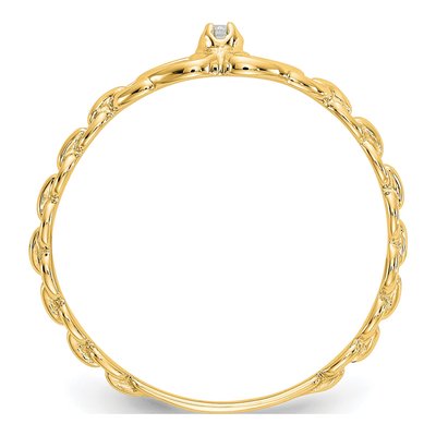 10K Yellow Gold Diamond Double Heart Ring – view 3