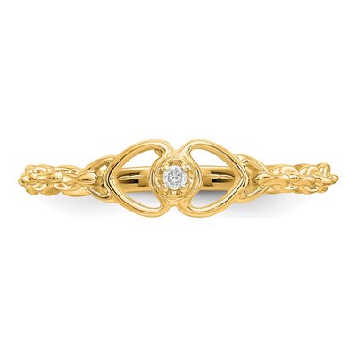 10K Yellow Gold Diamond Double Heart Ring – view 5