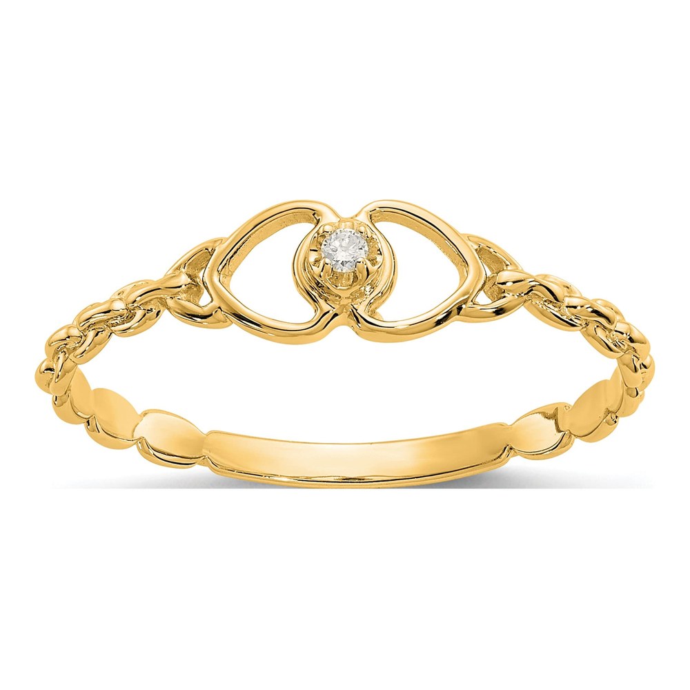 10K Yellow Gold Diamond Double Heart Ring