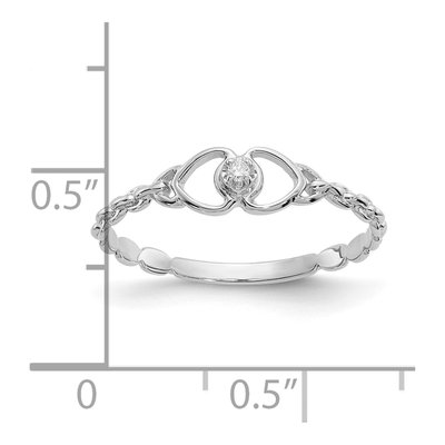 10K White Gold Diamond Double Heart Ring – view 2