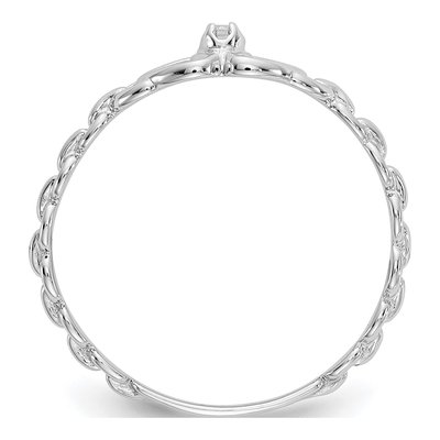 10K White Gold Diamond Double Heart Ring – view 3