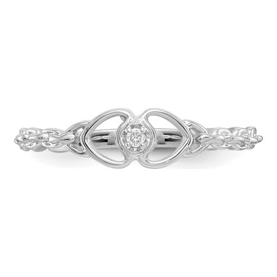10K White Gold Diamond Double Heart Ring – view 5