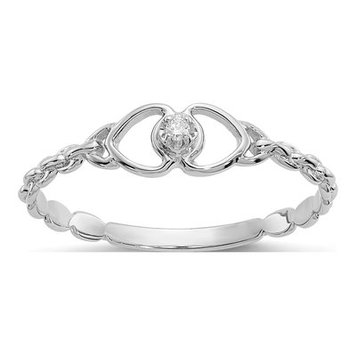 10K White Gold Diamond Double Heart Ring