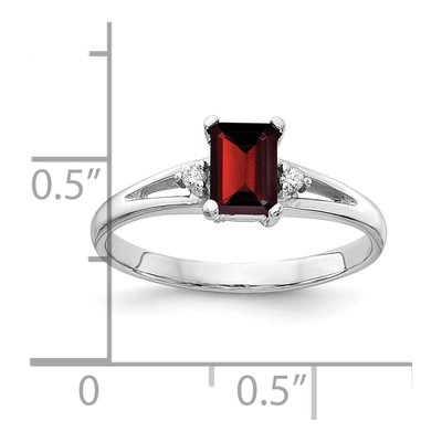 10K White Gold Garnet & Diamond Emerald-Cut Ring – view 2