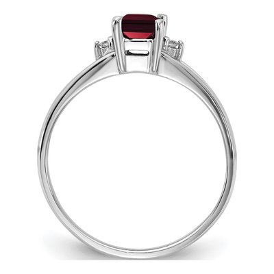 10K White Gold Garnet & Diamond Emerald-Cut Ring – view 3