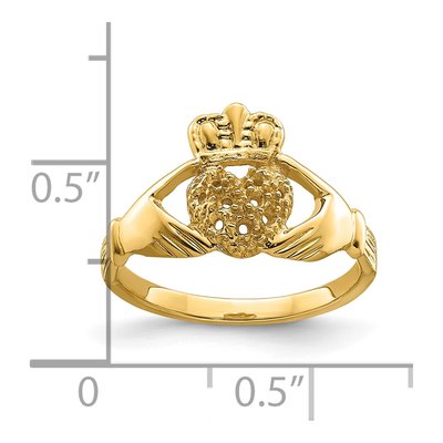 10K Yellow Gold Claddagh Ring Mounting – view 6