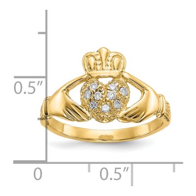 10K Yellow Gold 1/10 ct tw Diamond Claddagh Ring – view 2