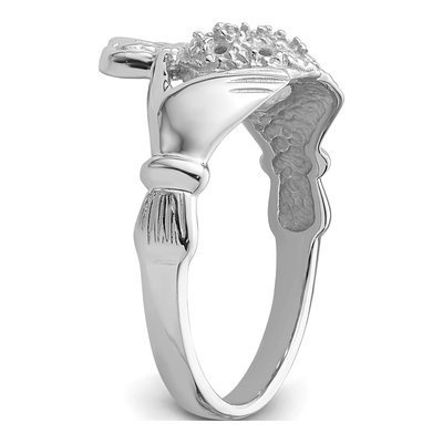 10K White Gold Claddagh Ring Mounting – view 5
