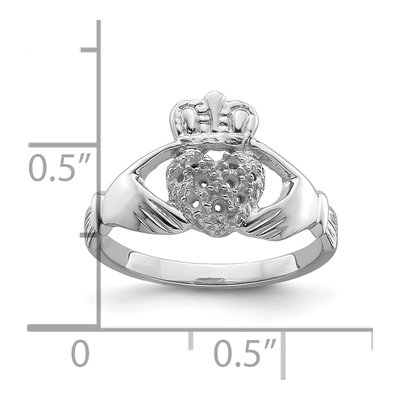 10K White Gold Claddagh Ring Mounting – view 6
