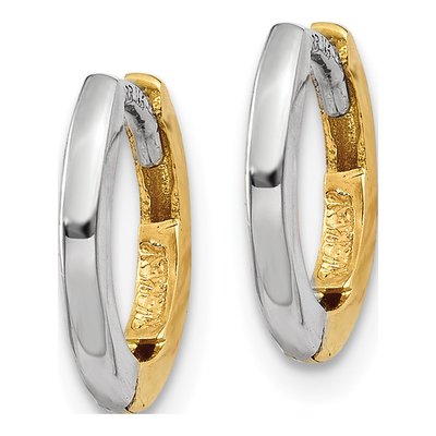 10K Two-Tone Gold 7mm Mini Round Huggie Hoop Earrings – view 2