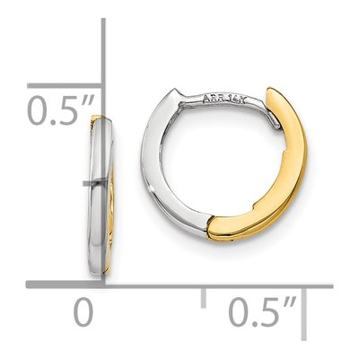10K Two-Tone Gold 7mm Mini Round Huggie Hoop Earrings – view 4