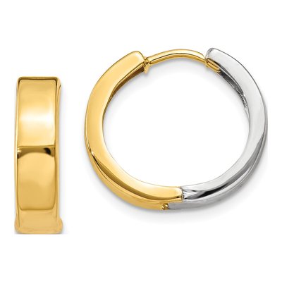 10K Two-Tone Gold 15mm Huggie Hoop Earrings