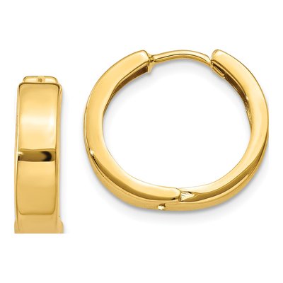 10K Yellow Gold 15mm Square Huggie Hoop Earrings